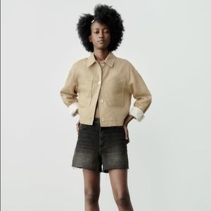 ZARA Cropped Linen Overshirt